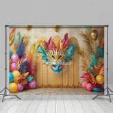 Lofaris Mardi Gras Gold Plam Feather Photography Backdrop